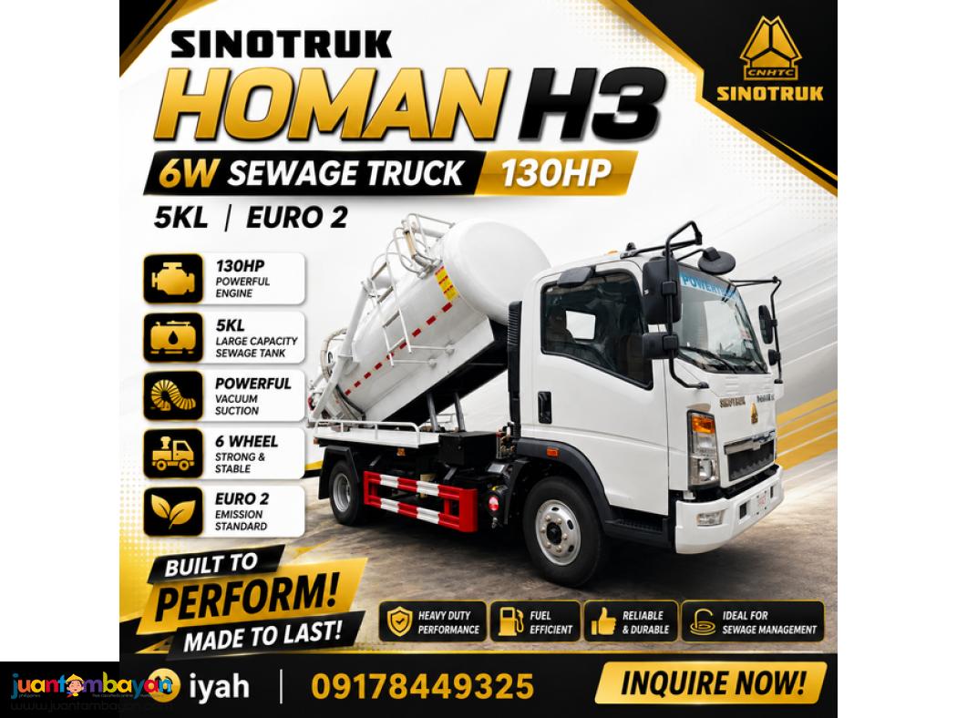 SINOTRUK HOMAN H3 6W SEWAGE TRUCK 130HP 5KL EURO 2