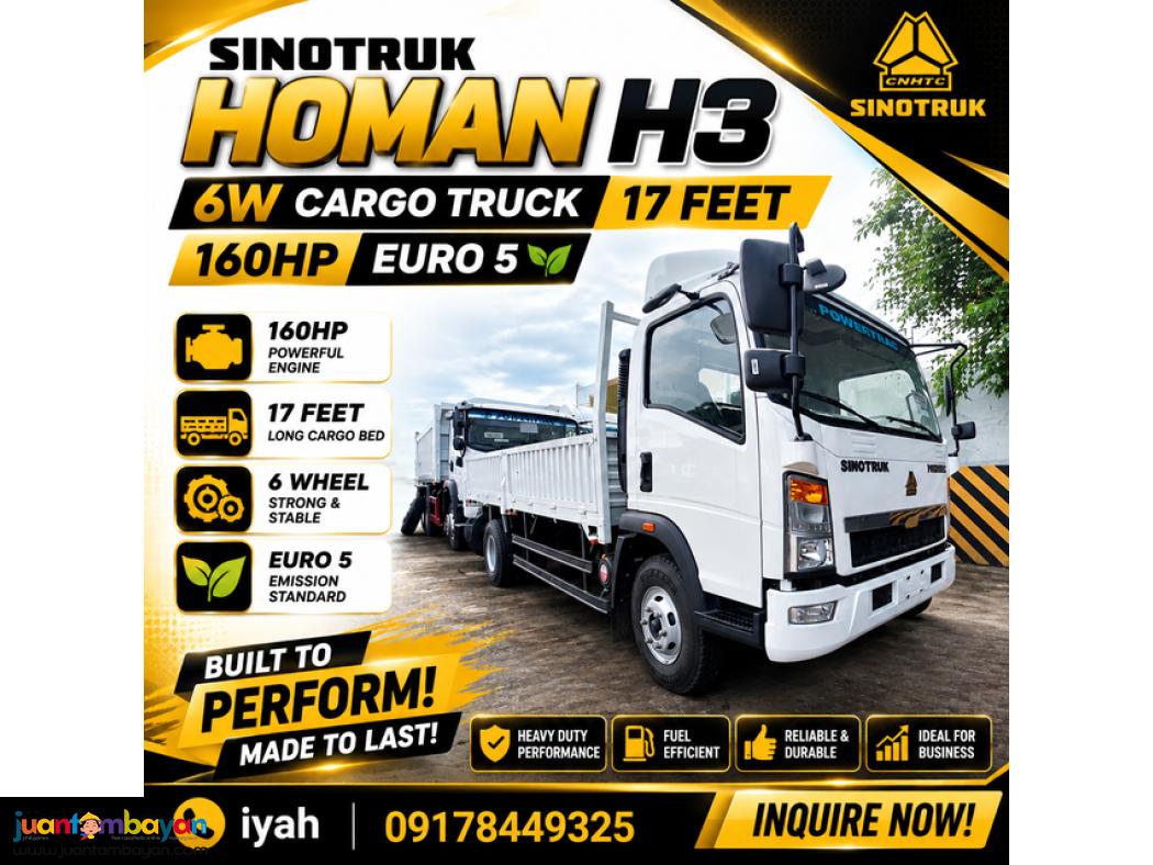 SINOTRUK HOMAN H3 6W CARGO TRUCK 17FEET 160HP EURO 5