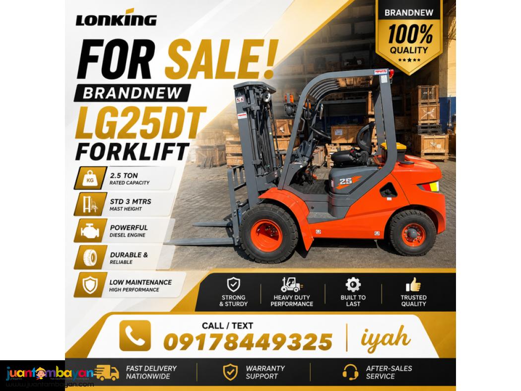 LONKING LG25DT FORKLIFT STD 3 MTRS MAST, 2.5 T