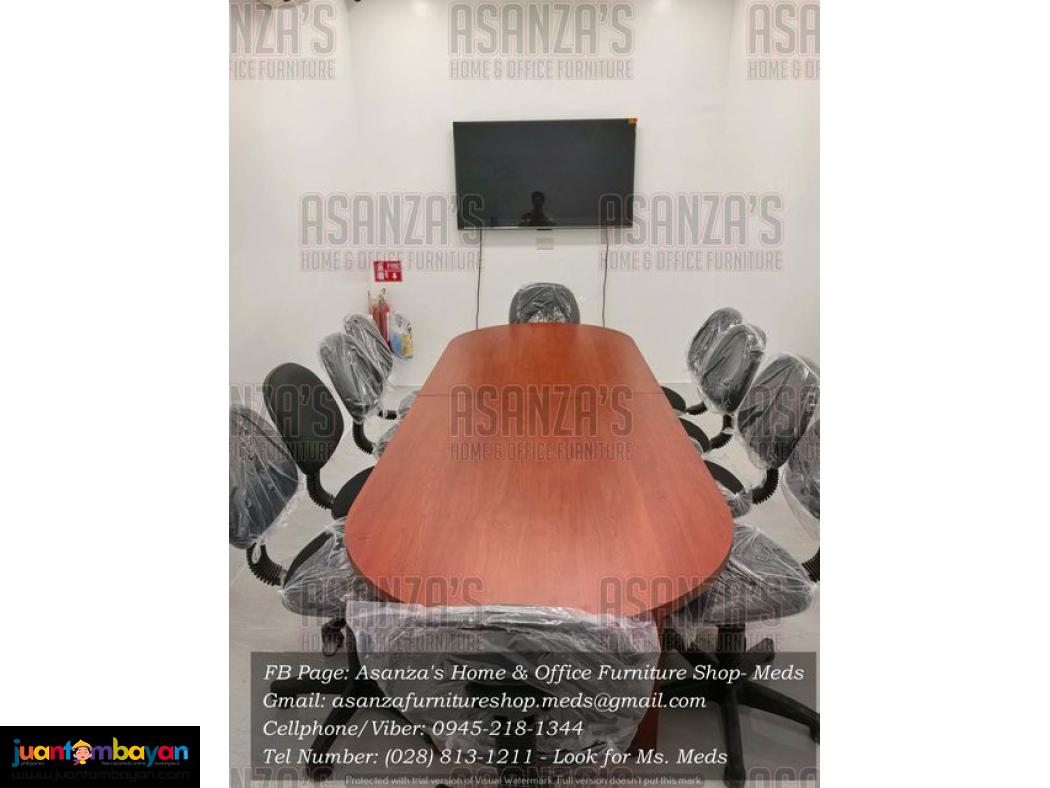 cUSTOMIZED 10-SEATER CONFERENCE TABLE & CLERICAL OFFICE CHAIRS  