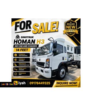 SINOTRUK HOMAN H3 6W CAB AND CHASSIS 14 FEET