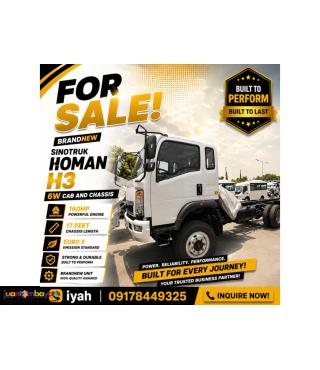 SINOTRUK HOMAN H3 CAB AND CHASSIS 6W 160HP 17 FEET EURO 5