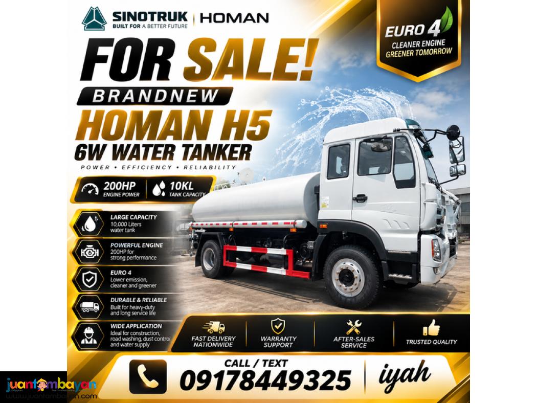 BRANDNEW SINOTRUK HOMAN H3 6W WATER TANKER 200HP 10KL EURO 4