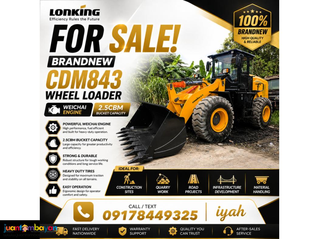 LONKING CDM843 WHEEL LOADER WEICHAI ENGINE 2.5CBM