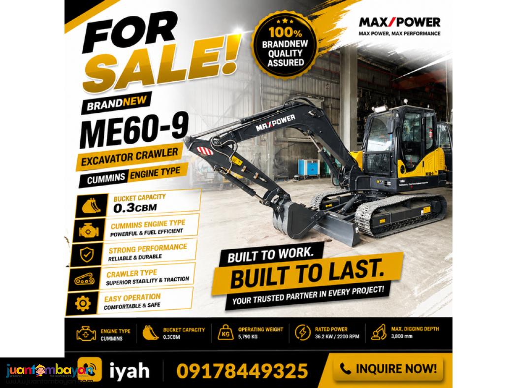 ME60-9 EXCAVATOR CRAWLER CUMMINS ENGINE TYPE 0.3CBM
