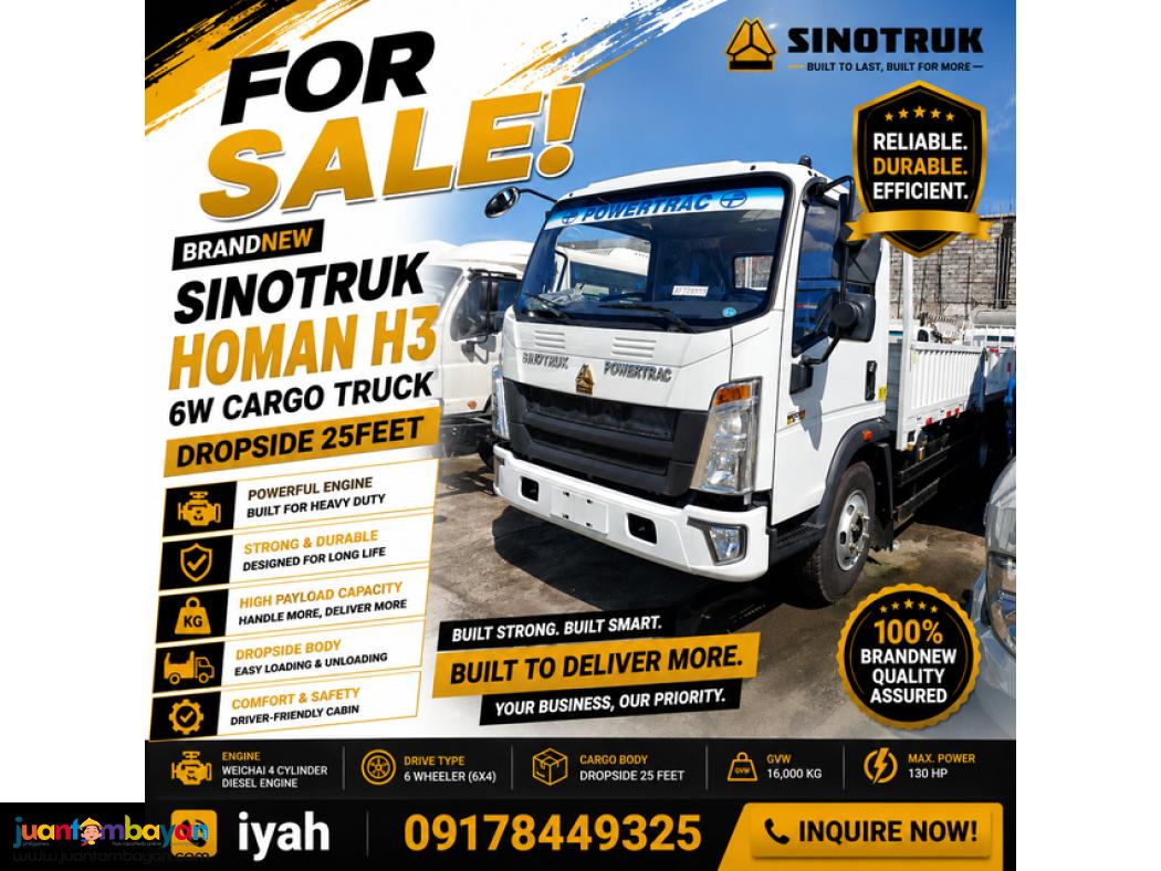 BRANDNEW SINOTRUK HOMAN H3 6W CARGO TRUCK-DROPSIDE 25FEET