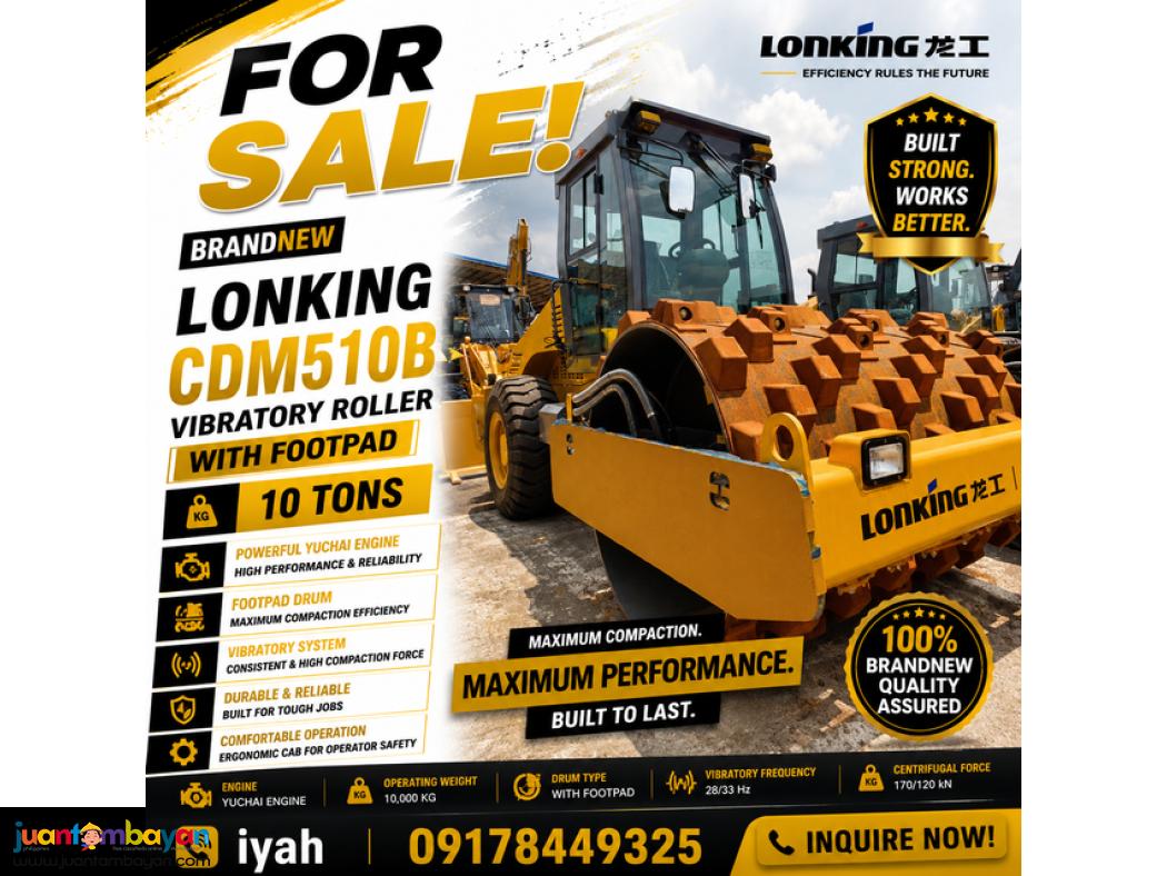 LONKING CDM510B VIBRATORY ROLLER 10T, WITH FOOTPAD