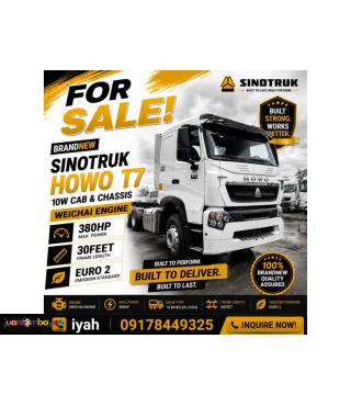 BRANDNEW SINOTRUK HOWO T7 10W CAB & CHASSIS  380hp 30f E2