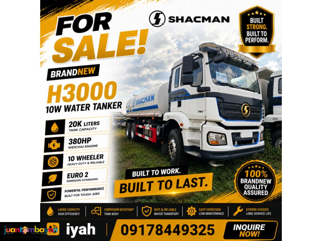 SHACMAN H3000 10W WATER TANKER 380HP 20K LITERS EURO 2