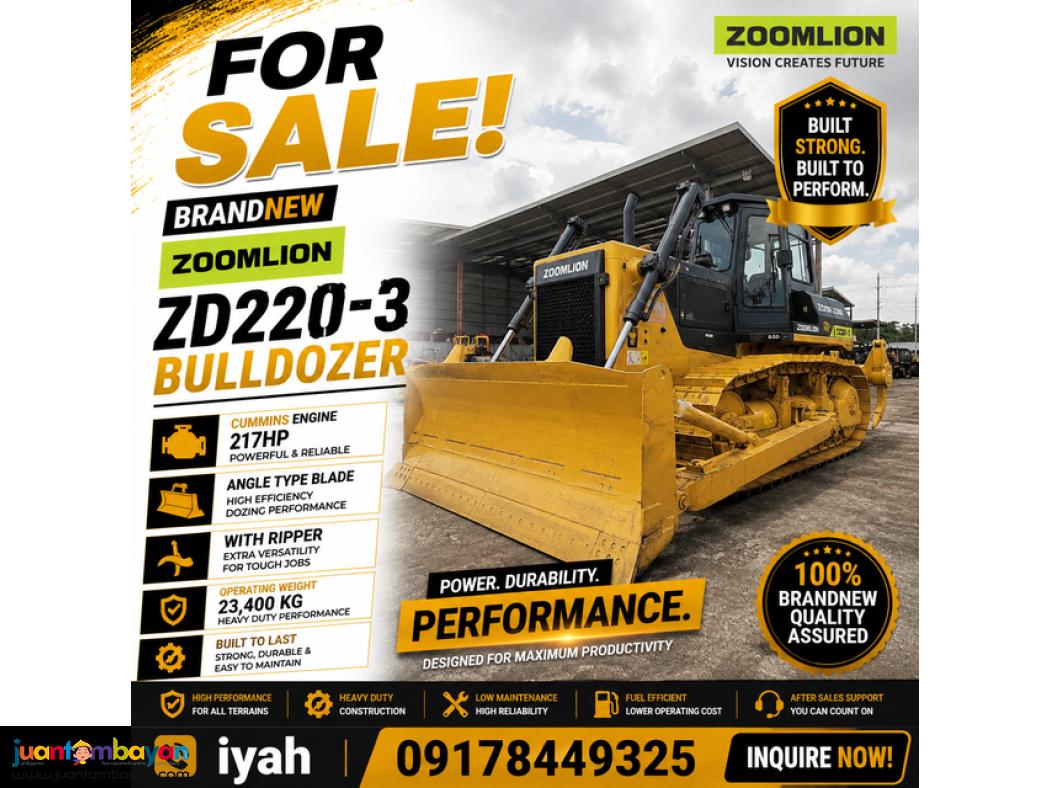 ZOOMLION ZD220-3 BULLDOZER - 217HP, WITH RIPPER, ANGLE TYPE