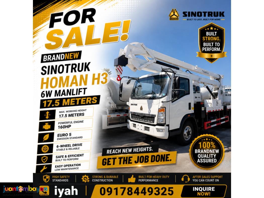 BRANDNEW SINOTRUK HOMAN H3 6W MANLIFT 160HP 17.5 METERS EURO 5
