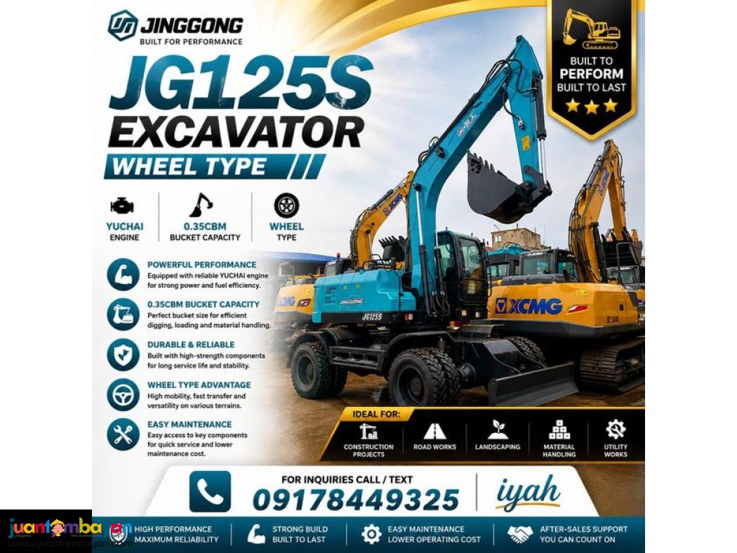 JINGGONG JG125S WHEEL TYPE EXCAVATOR 0.35CBM 