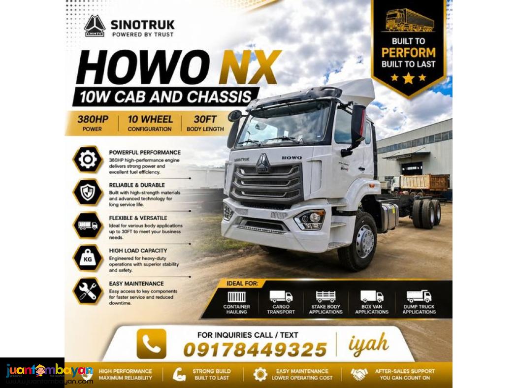 SINOTRUK HOWO NX 6X4 CAB AND CHASSIS 