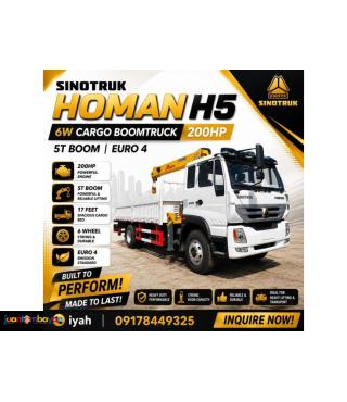 SINOTRUK HOMAN H5 4X2 CARGO BOOM TRUCK 5-TONS 200HP