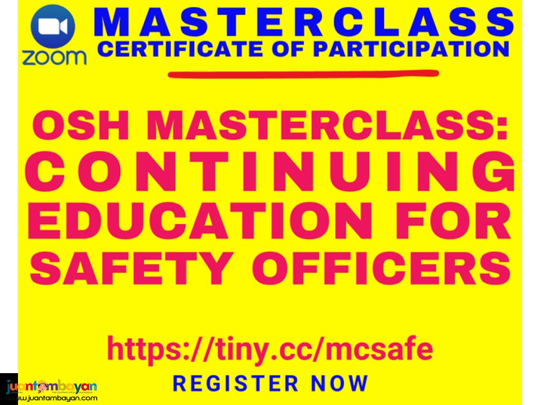 Masterclass in OSH for Safety Officers Continuing Education SO3 SO2