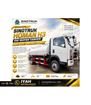 BRANDNEW SINOTRUK HOMAN H3 6W WATER TANKER 115HP 4X2 4K LITERS EURO 2