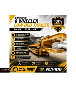 BRANDNEW 8 WHEELER LOW BED TRAILER 2-AXLE 26 FT, 45