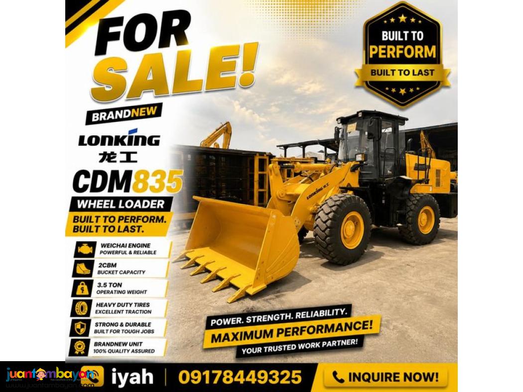 LONKING CDM835 PAYLOADER 2M³ WEICHAI ENGINE 