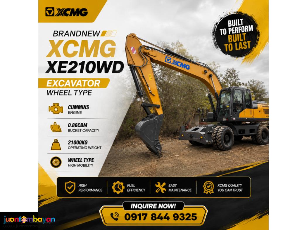 XCMG XE210WD EXCAVATOR WHEEL TYPE CUMMINS ENGINE 0.86CBM