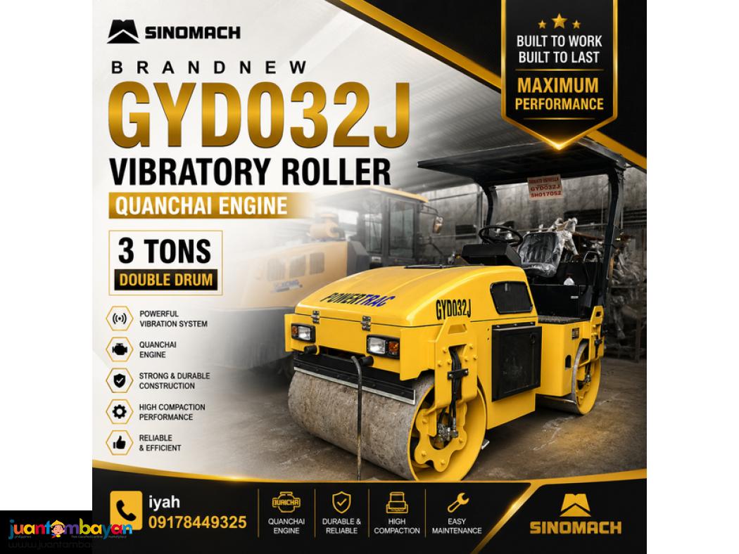  SINOMACH GYD032J VIBRATORY ROLLER QUANCHAI., 3T DOUBLE DRUM