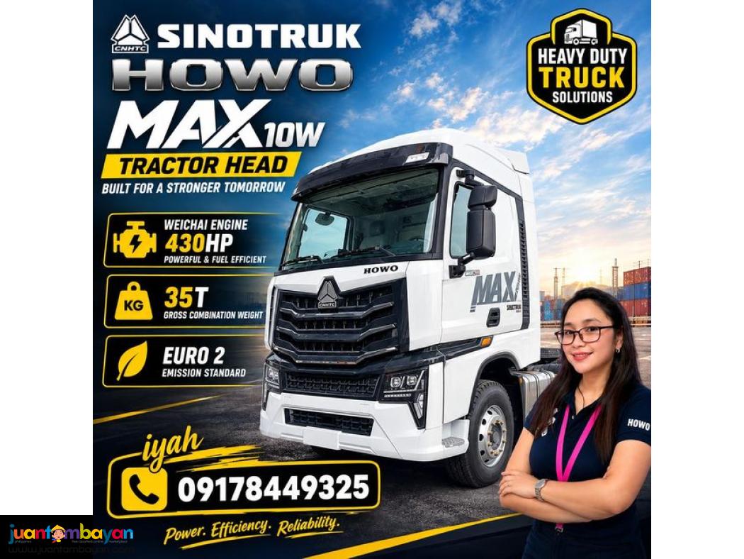 SINOTRUK HOWO MAX 10W TRACTOR HEAD, 430HP 35T EURO 2