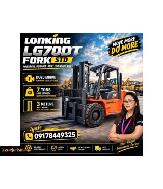 LONKING LG70DT STD FORKLIFT ISUZU ENGINE 7 TONS 3MTRS MAST