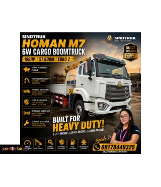 SINOTRUK HOMAN M7 6W CARGO BOOMTRUCK 190HP 5T BOOM EURO 2