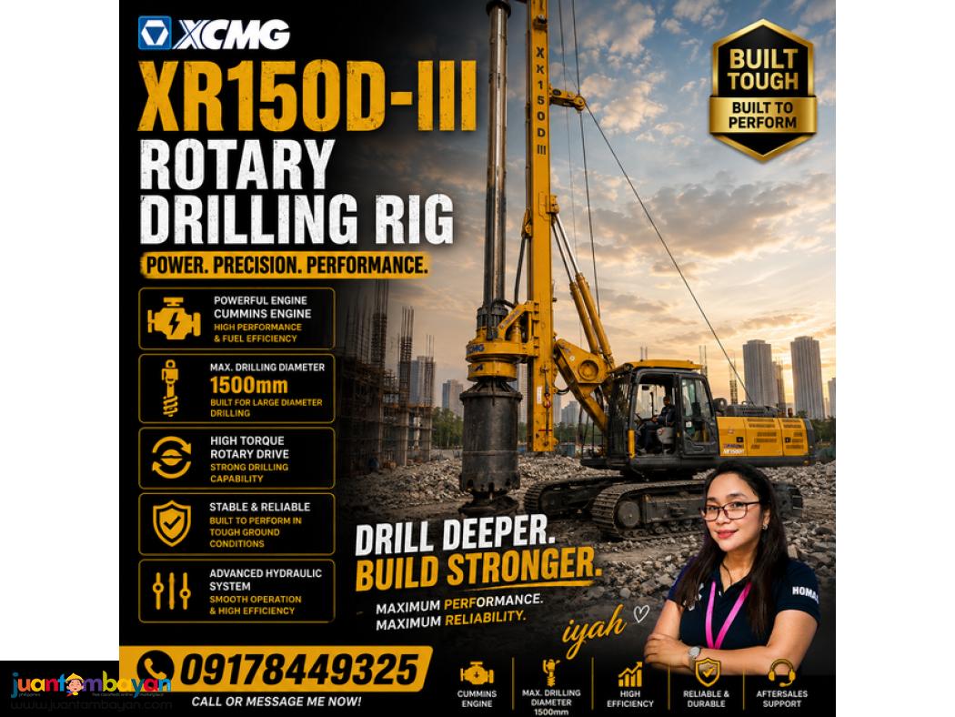XCMG XR150D-III ROTARY DRILLING RIG, Max. drilling diameter: 1500mm