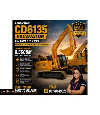 LONKING CD6135 EXCAVATOR CRAWLER TYPE CUMMINS ENGINE 0.56CBM
