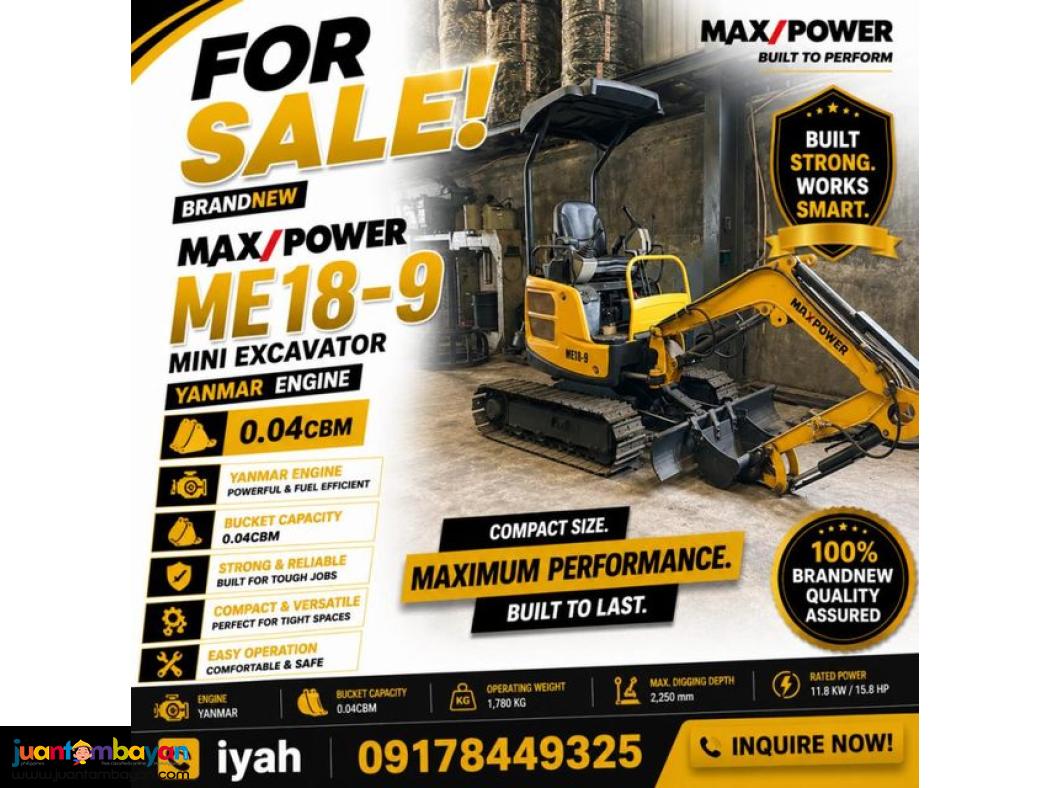 MAXPOWER ME18-9 MINI EXCAVATOR 0.045CBM YANMAR ENGINE