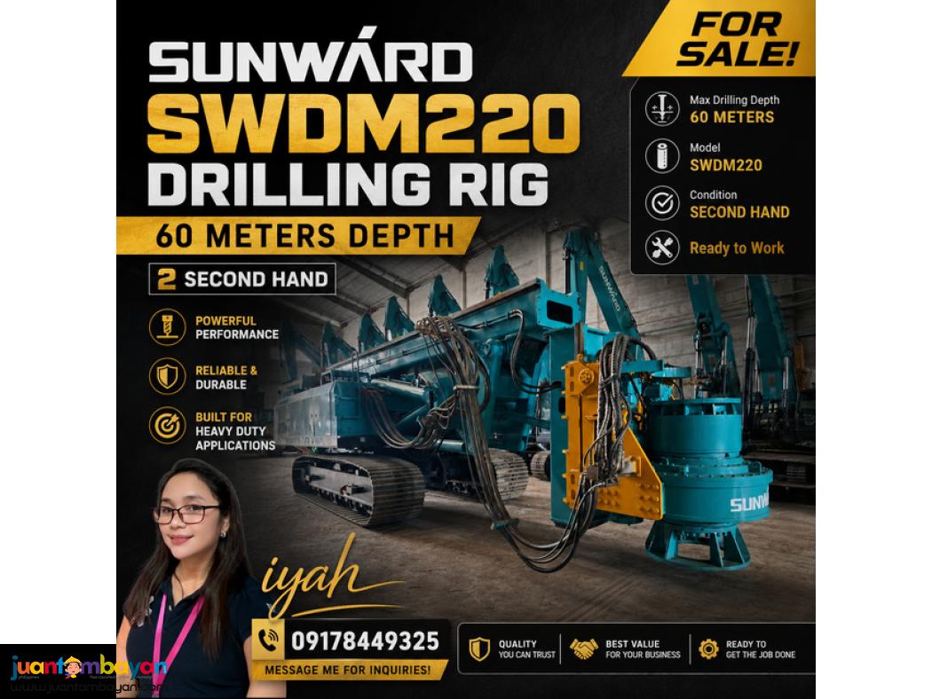SUNWARD SWDM220 DRILLING RIG 60METERS DEPTH 2 SECOND HAND
