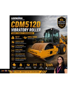 LONKING CDM512D VIBRATORY ROLLER CUMMINS ENGINE,12 T, DOUBLE DRIVE 
