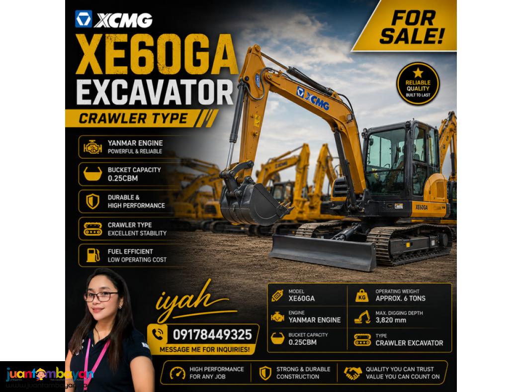 XCMG XE60GA EXCAVATOR CRAWLER TYPE YANMAR ENGINE 0.25CBM
