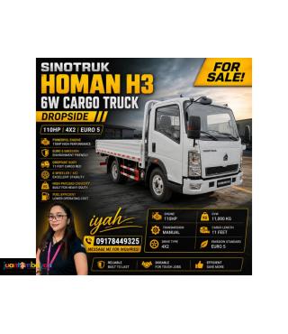 SINOTRUK HOMAN 6W CARGO TRUCK/ DROPSIDE 110HP 4X2 EURO 5 11 FEET