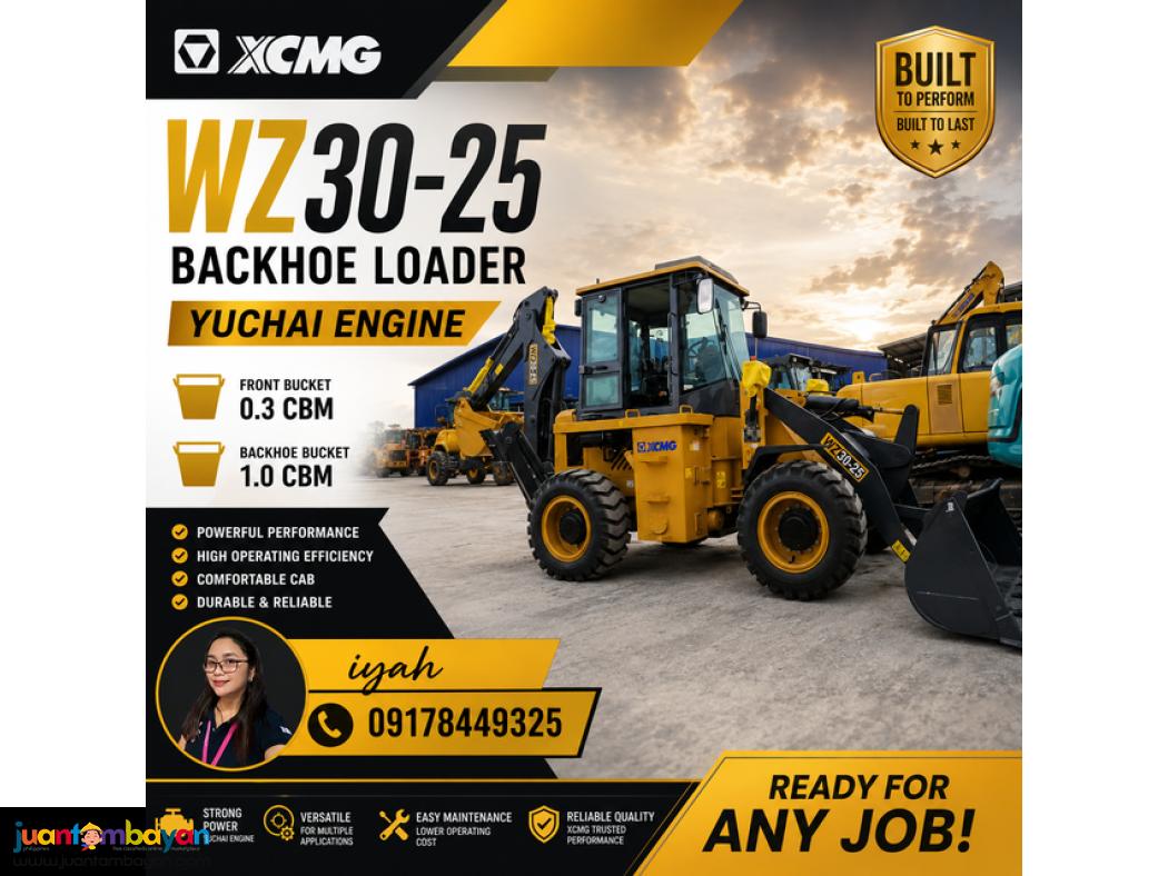 XCMG WZ30-25 BACKHOE LOADER YUCHAI ENGINE 0.3 CBM AND 1 CBM