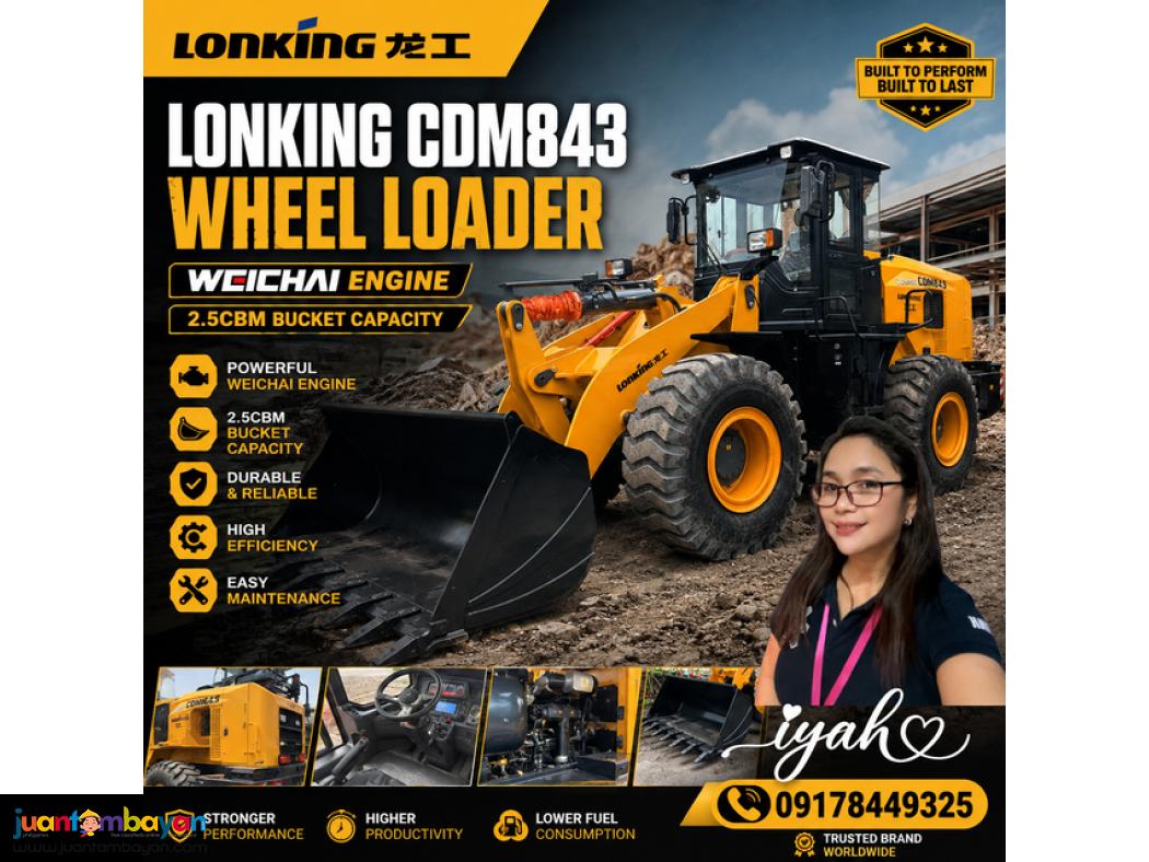 LONKING CDM843 WHEEL LOADER WEICHAI ENGINE 2.5CBM