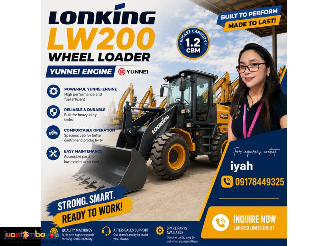 LONKING LW200 WHEEL LOADER YUNNEI ENGINE 1.2CBM