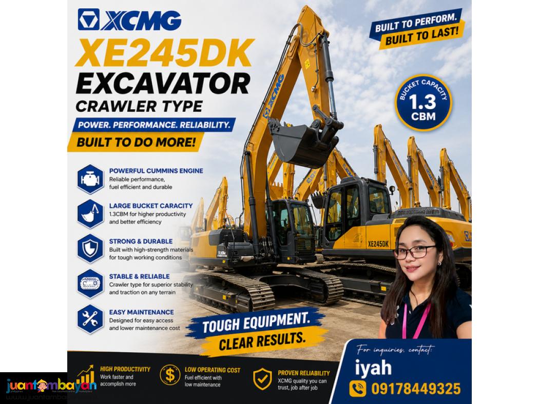 XCMG XE245DK EXCAVATOR CRAWLER TYPE CUMMINS ENGINE 1.3CBM