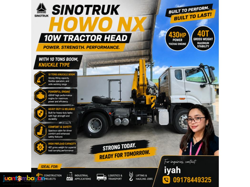 SINOTRUK HOWO NX 10W TRACTOR HEAD, WITH 10 TONS BOOM, knuckle TYPE