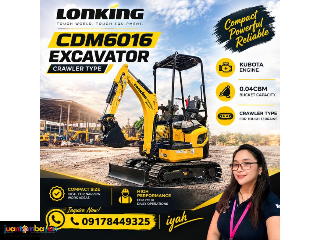 LONKING CDM6016 EXCAVATOR CRAWLER TYPE KUBOTA ENGINE 0.04cbm