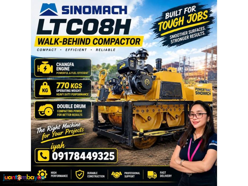 SINOMACH LTC08H WALK-BEHIND COMPACTOR CHANGFA ENGINE 770 KGS