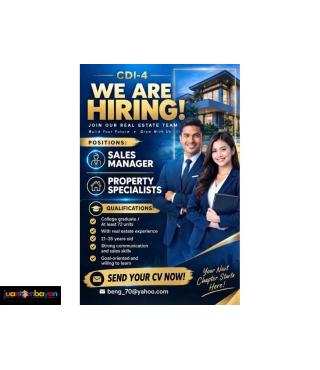Hiring Sales Manager and agent for Real Estate Marketing Group
