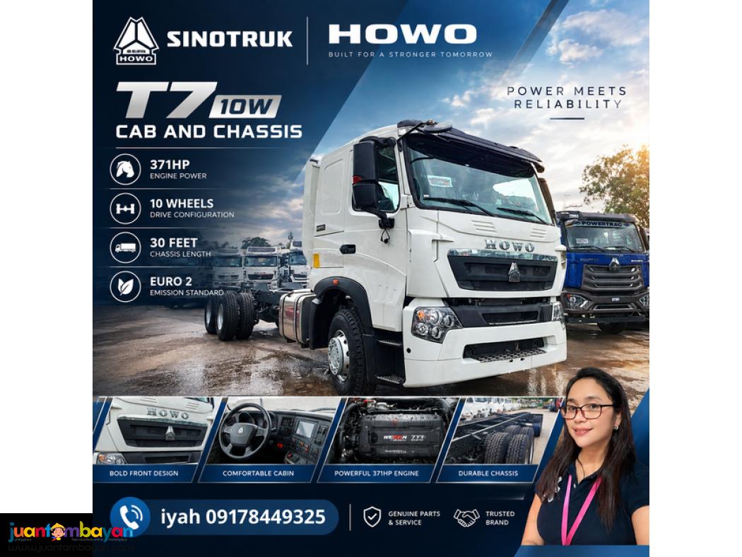 SINOTRUK HOWO T7 10W CAB AND CHASSIS 371HP 30 FEET EURO 2
