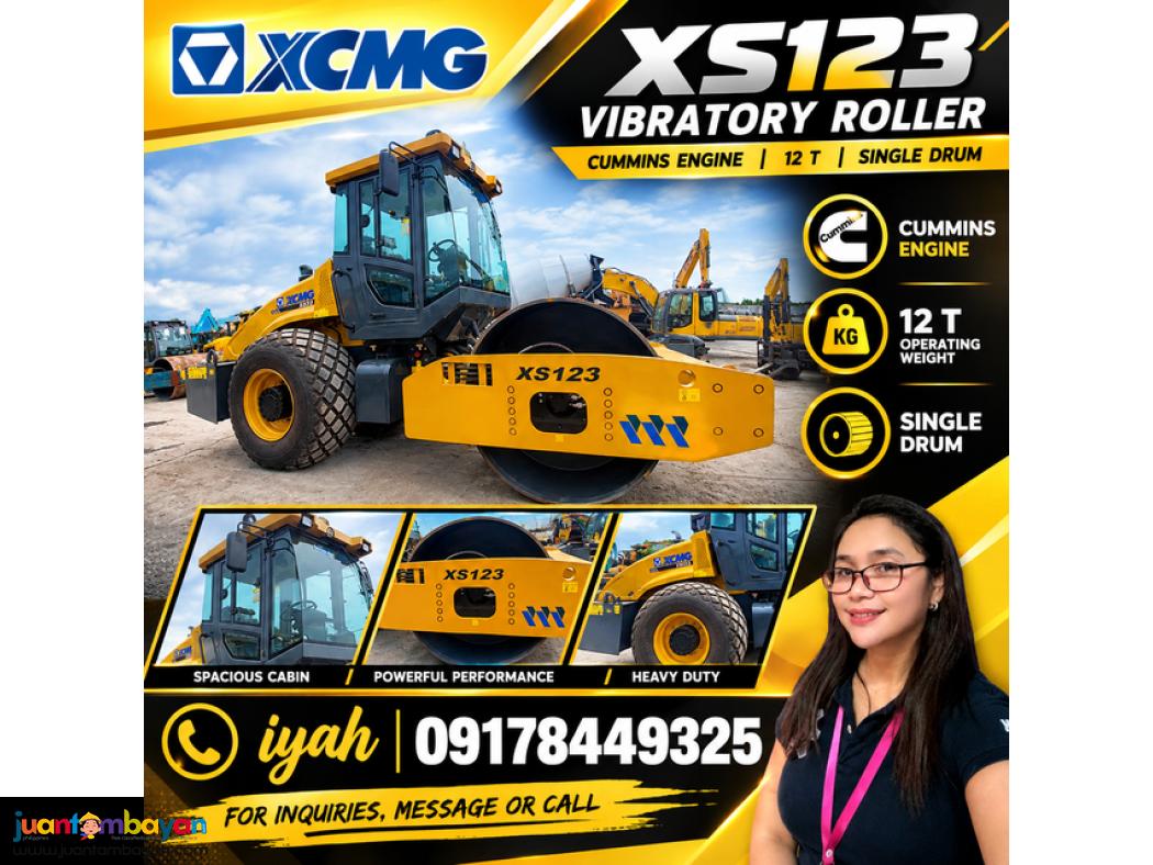 XCMG XS123 VIBRATORY ROLLER CUMMINS ENGINE 12 T, SINGLE DRUM
