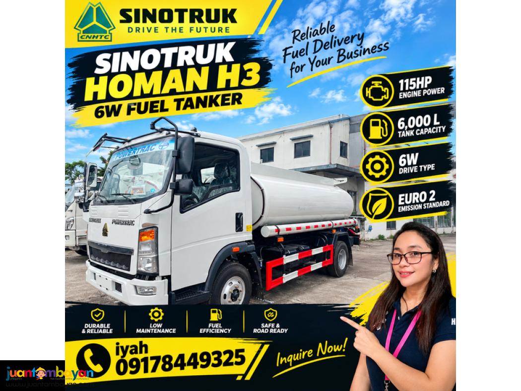 SINOTRUK HOMAN H3 6W FUEL TANKER 115HP 6K LITERS E2