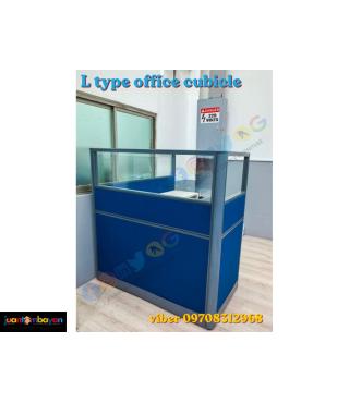 L TYPE CUBICLE WORKSTATION, PARTITION (FABRIC WITH GLASS )