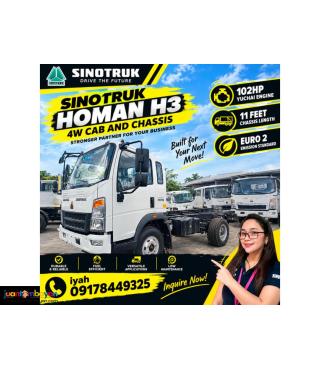 SINOTRUK HOMAN H3 4W CAB AND CHASSIS 102HP YUCHAI ENGINE 11 FEET E2