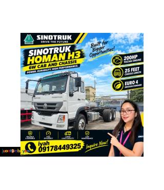 SINOTRUK HOMAN H3 6W CAB AND CHASSIS 200HP, 25FT E4