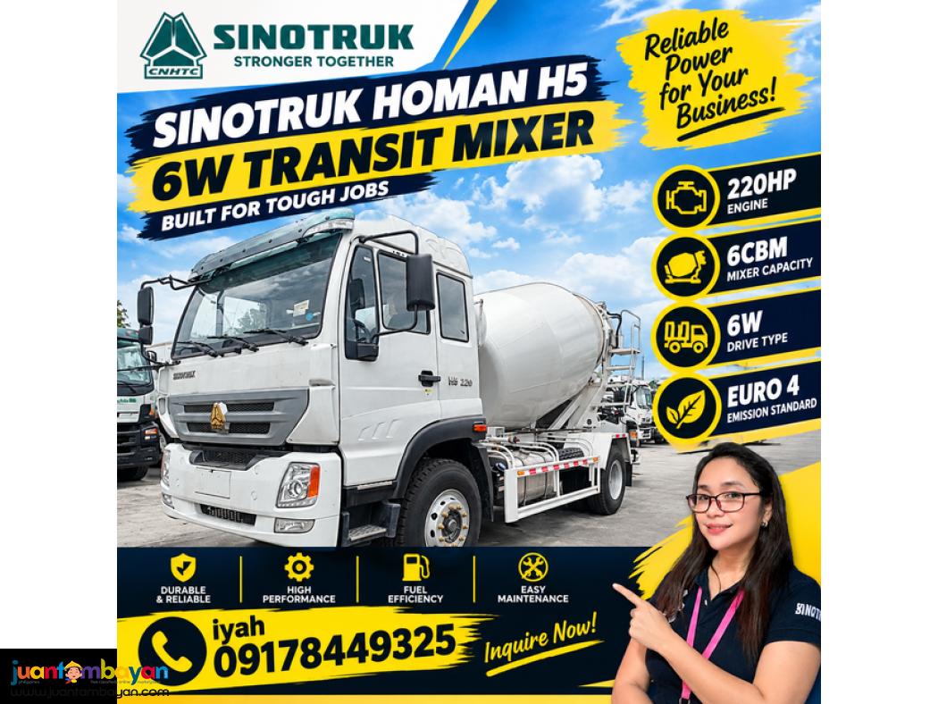SINOTRUK HOMAN H5 6W TRANSIT MIXER 220HP 6CBM EURO 4