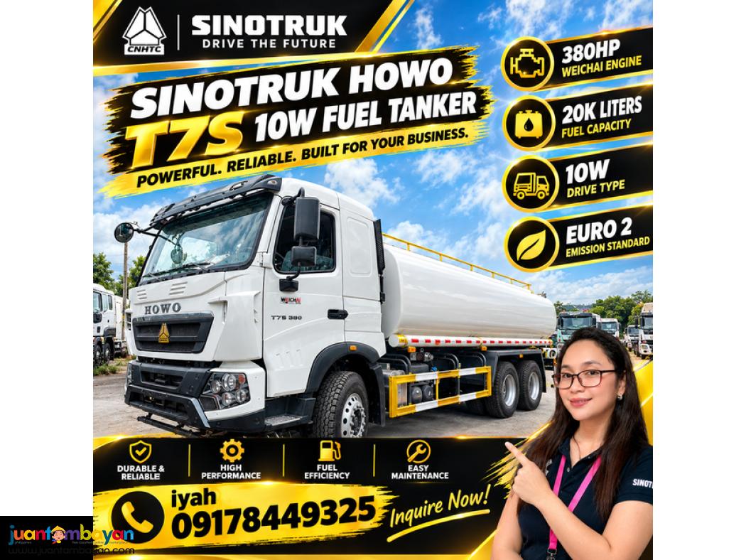 SINOTRUK HOWO T7S 10W FUEL TANKER 380HP 20K LITERS EURO 2